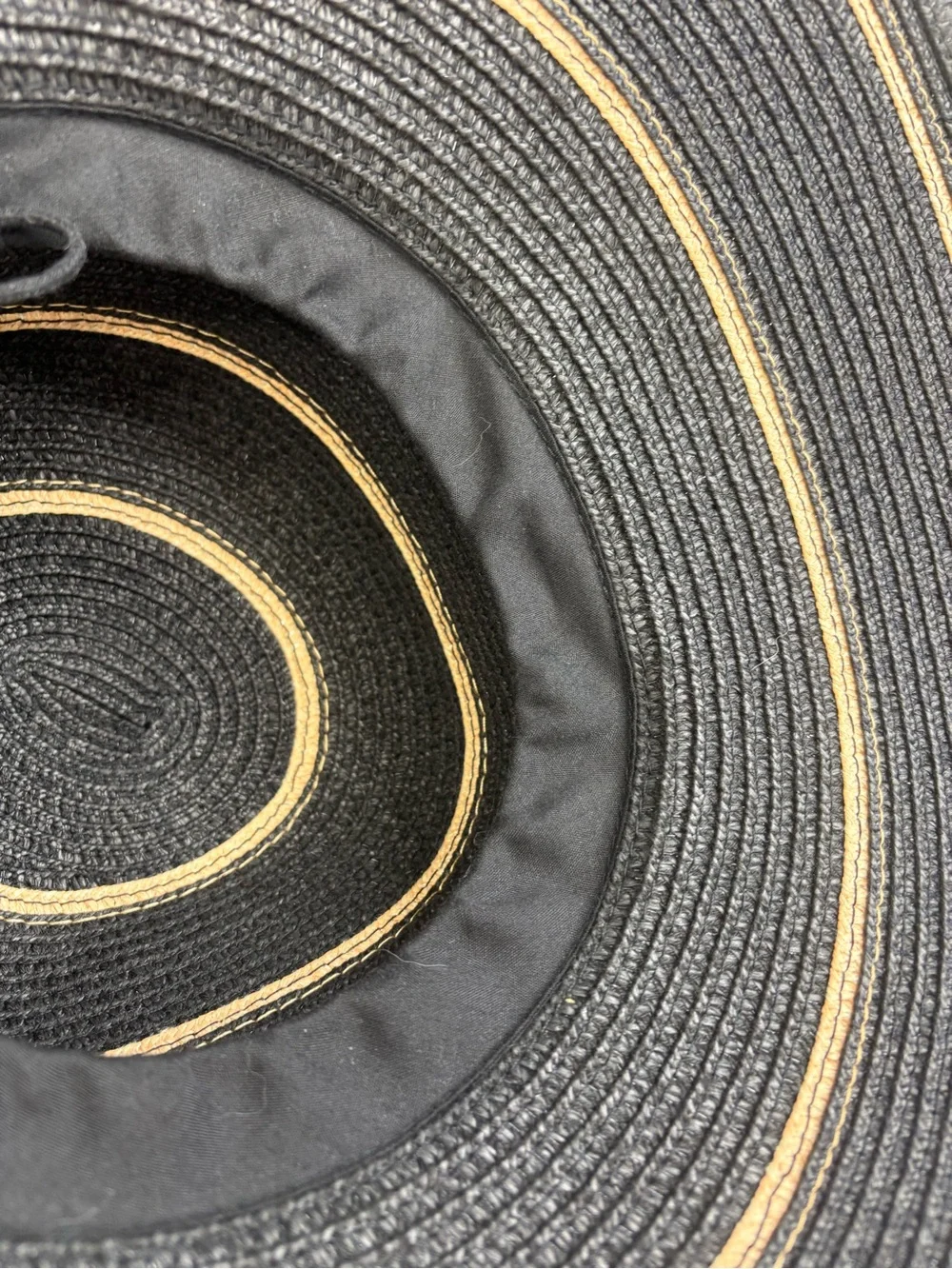 Wallaroo SPF 50 Wide Brim Black & Tan Savannah Striped Packable Sun Hat